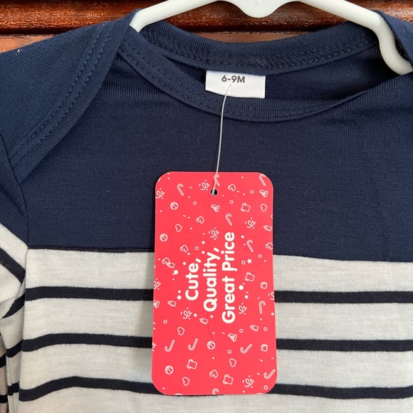 PatPat | Navy Blue and White Jumper with Vintage Brown Elbow Pads NWT - Picture 2 of 5